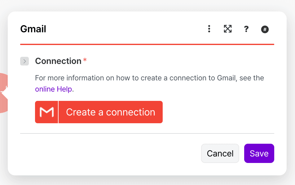Gmail 모듈 선택 화면