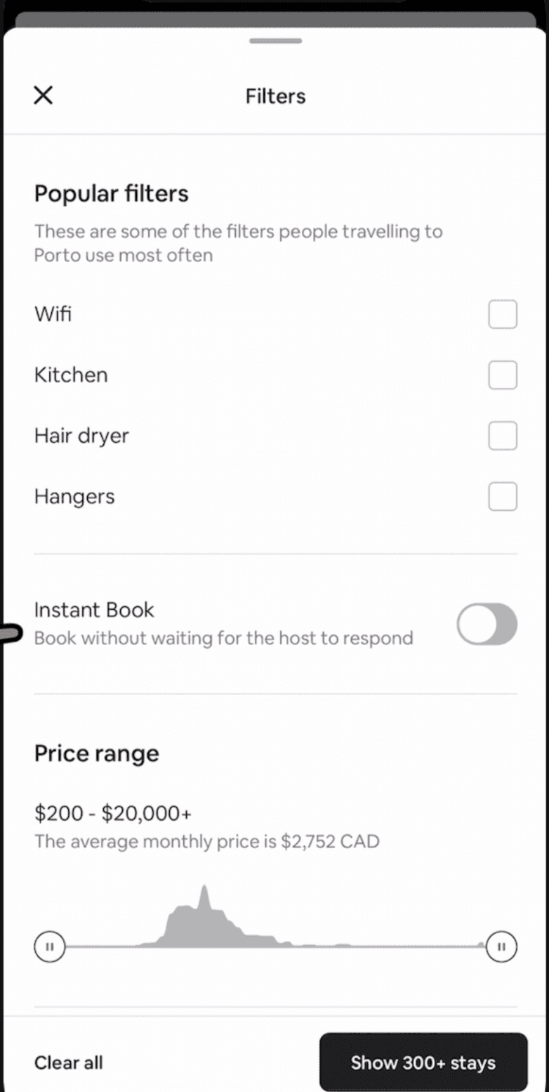 Airbnb 인기 필터